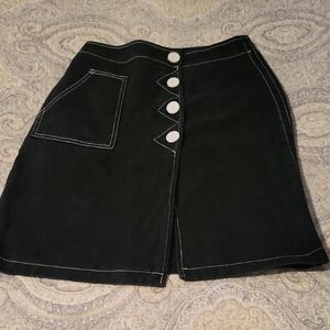 Style Mafia Black Mini Skirt with White Accents
